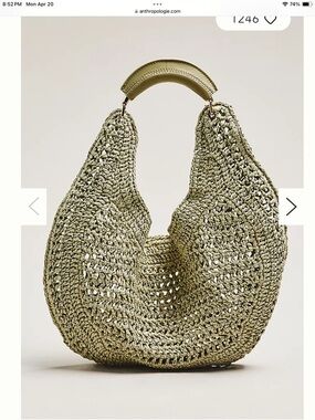 Anthropologie Urban Expressions Raffia Hobo Bag Sage Green NWT